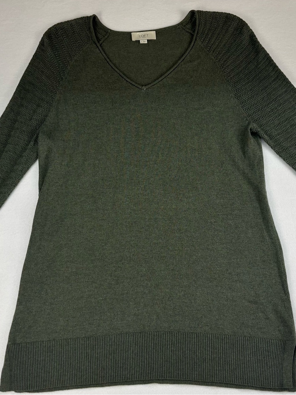 LOFT Olive V-Neck Pullover Sweater